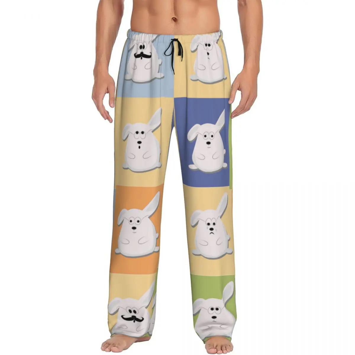 Mens Pajamas Pyjamas Pants Bunnies Facial Expressions Lounge Pants Sleep Bottoms