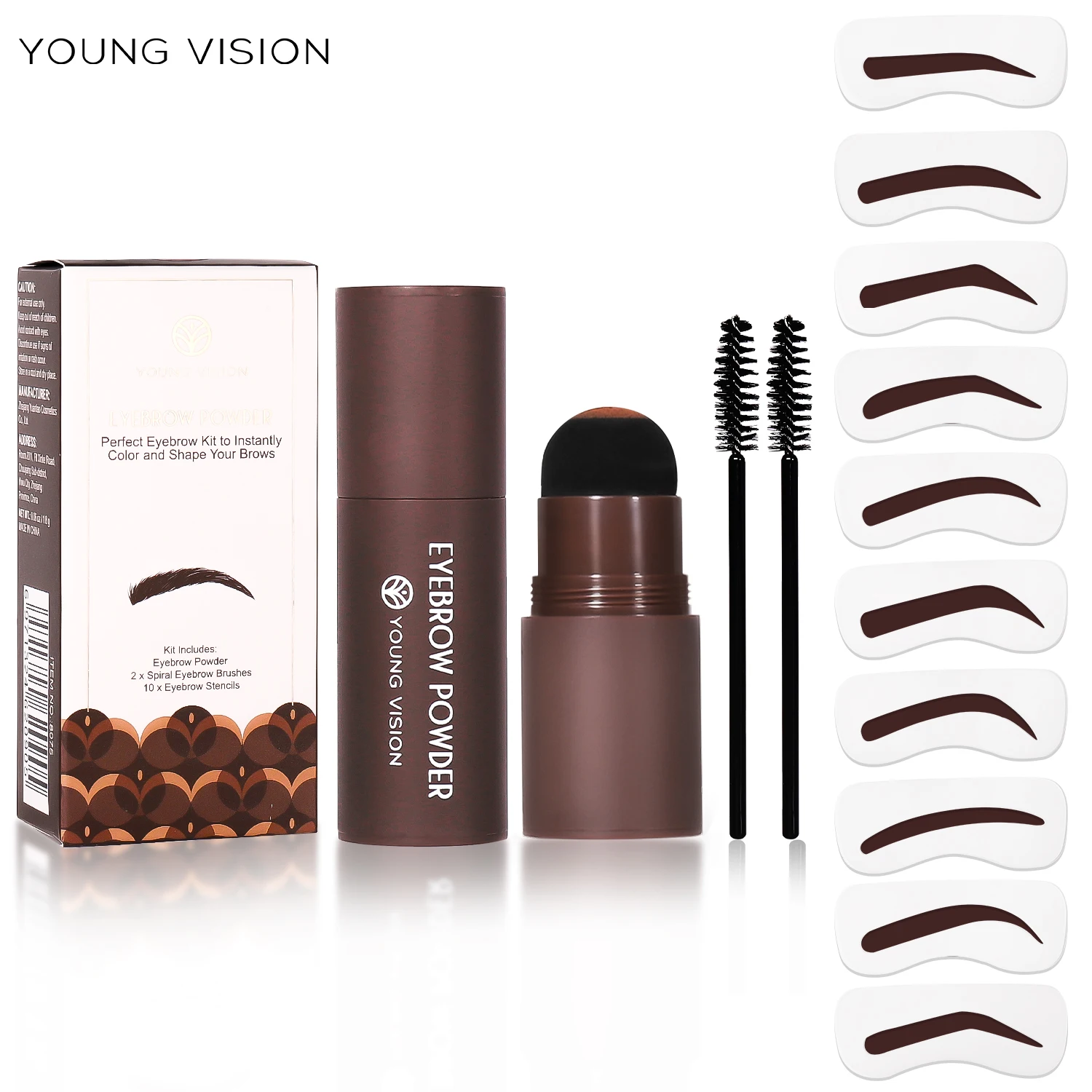 YOUNG VISION Eyebrow Stamp Kit Hair Line Powder Facial Shaping Shadow Powder Multifunctional Eyebrow Powder Includes Brush