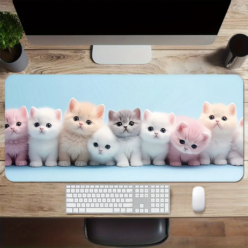 

Очень большой коврик для мыши с милым котенком, противоскользящая резиновая основа, утолщенные коврики для офисного стола, компьютерные ноутбуки, аксессуары для ПК XXL