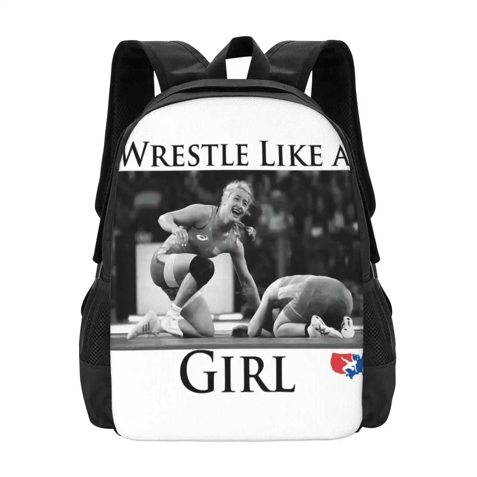 Mochila medalha de ouro para estudante, Bolsa Wrestling para menina, Novas chegadas, Bolsas Unisex, USA Wrestling