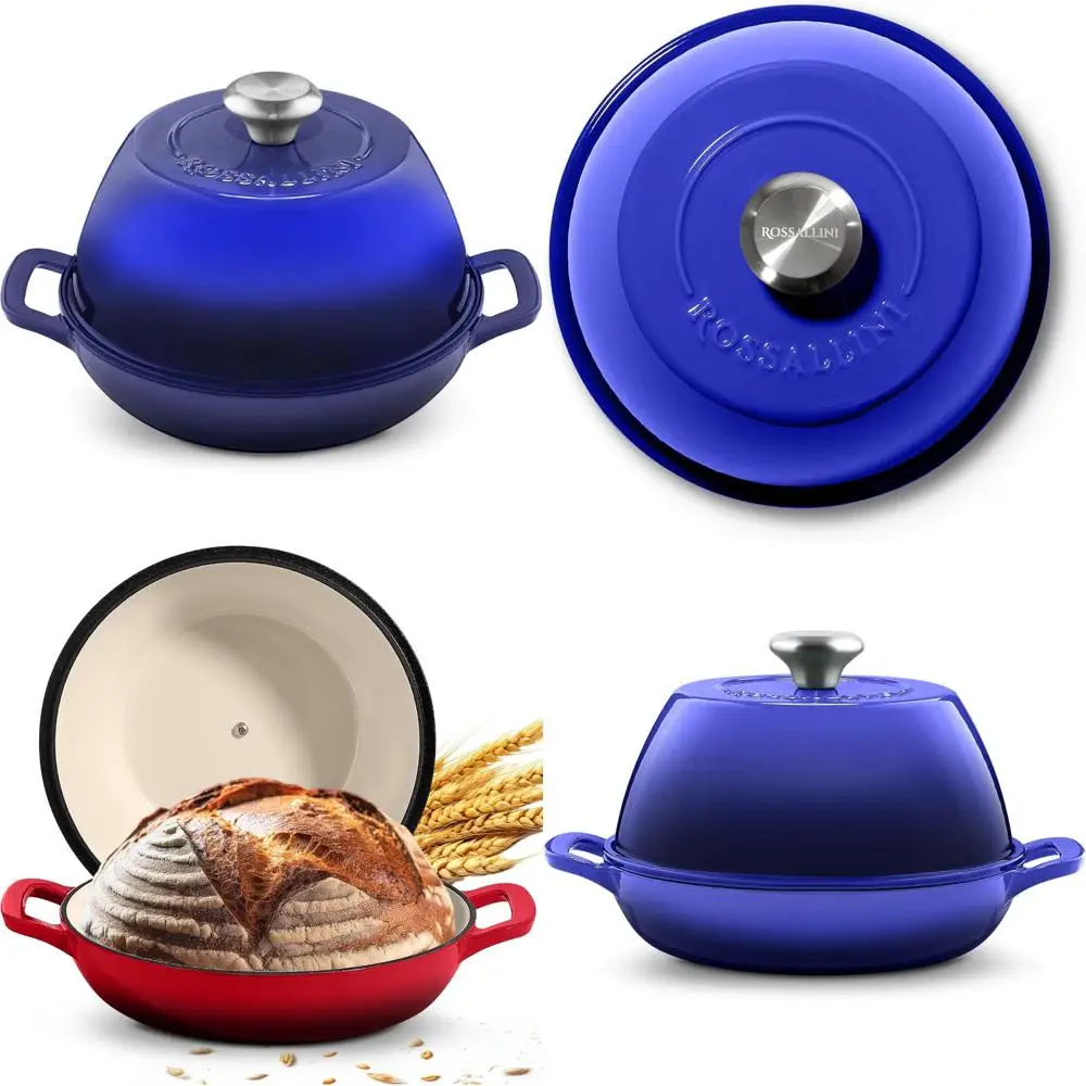 

Эмалированная чугунная печь для хлеба на закваске — внутренняя часть с антипригарным покрытием и плотной крышкой для выпечки и хлеба, емкость 6 литров