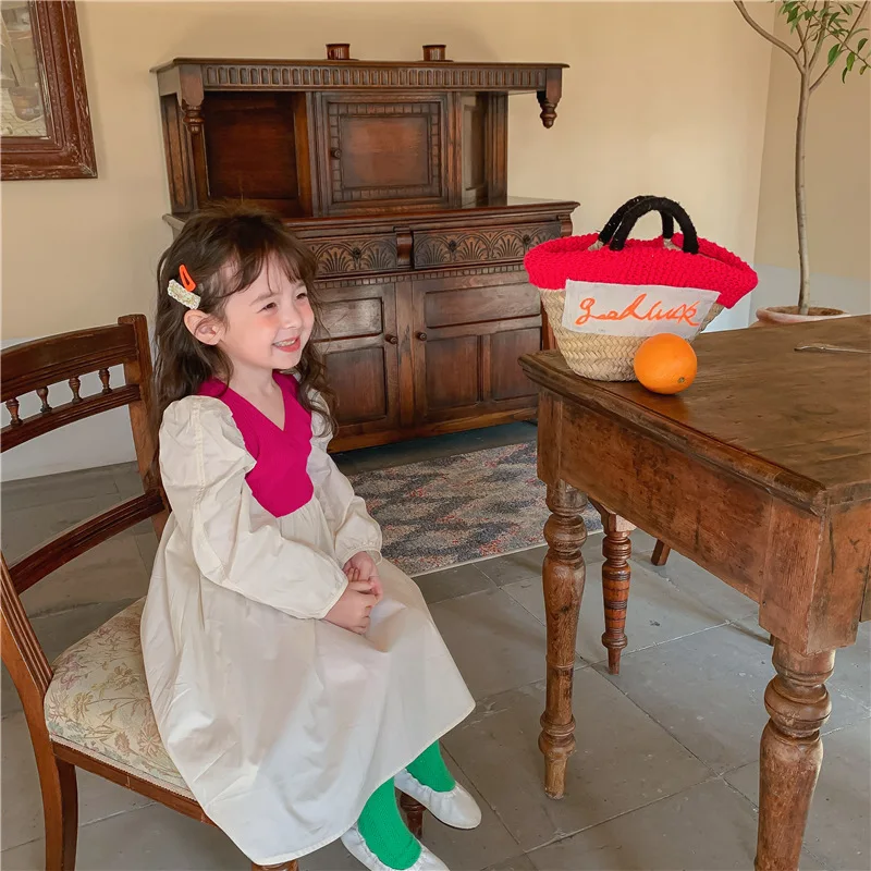 MILANCEL Girl Dress A Linen Dress for Girl Long Sleeve Kids Casual Clothes
