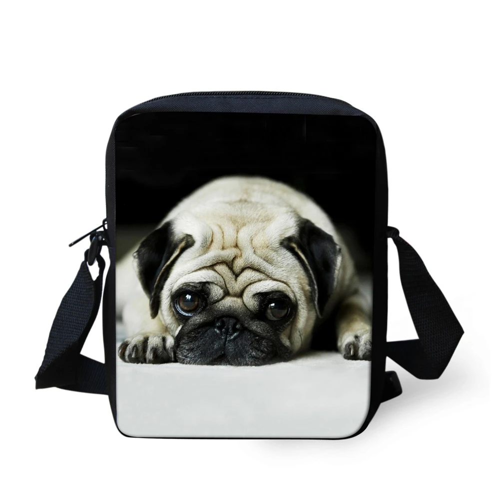 Mini bolsa crossbody animal 3D para mulheres, bolsa de ombro feminina simples pequena, cachorro fresco, pug dog, crianças, mulheres