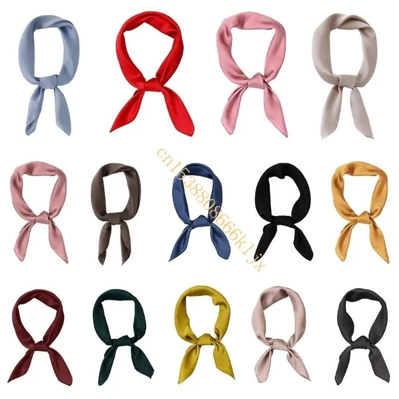 

Faux Silk Scarf Solid Color Wrinkle Resistant Neck Scarf For Lady Everyday Wear 066C