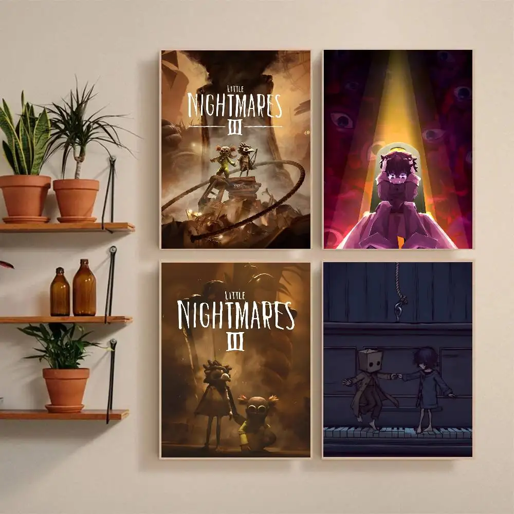 Classic Game L-Little Nightmares Anime Poster Self-adhesive Art Waterproof Paper Sticker Coffee House Bar Room Wall Decor