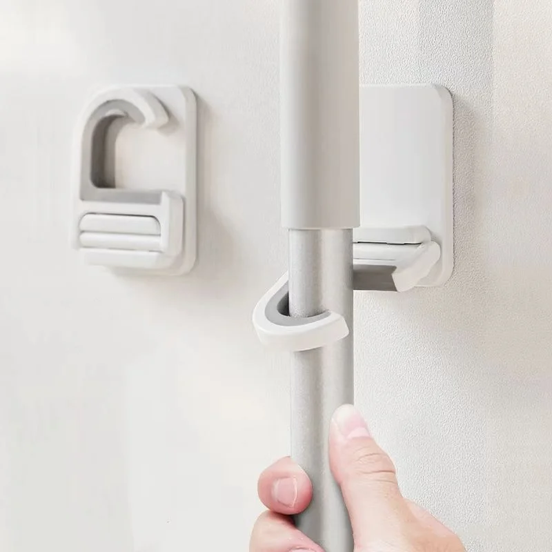Wall Mount Broom Mop Clip Holder Self-adhesive Broom Brush Mop Hanger Organizer Rack Kitchen Bathroom Storage Multi-Purpose Hook - view 4