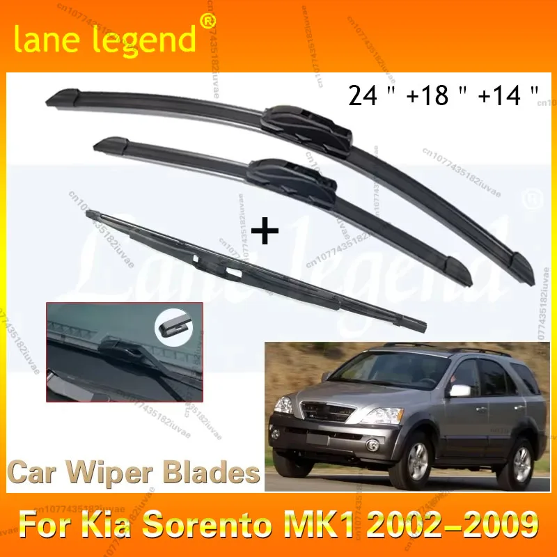

Для Kia Sorento MK1 2002-2009 автомобильные передние и задние щетки стеклоочистителя из мягкой резины стеклоочистители авто лобовое стекло 24 "+ 18" + 14" 2007 2008