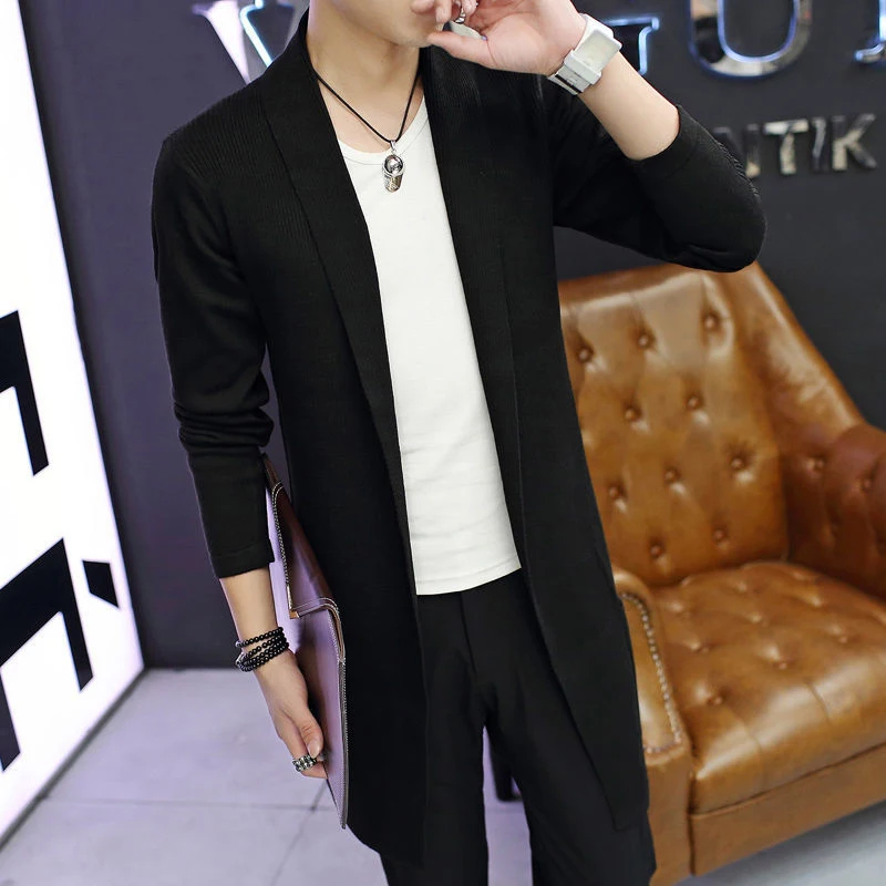 Outono inverno casual moda cardigan camisola homme cor sólida tricô casaco hombre topo masculino all-match outwear roupas masculinas