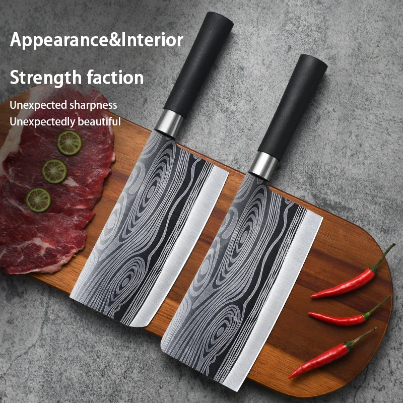 Kitchen Knives Scissors Sharpening Rod Set Laser Damascus Pattern Utility Stainless Steel Sharp Slicing Chef knife Cooking Tool