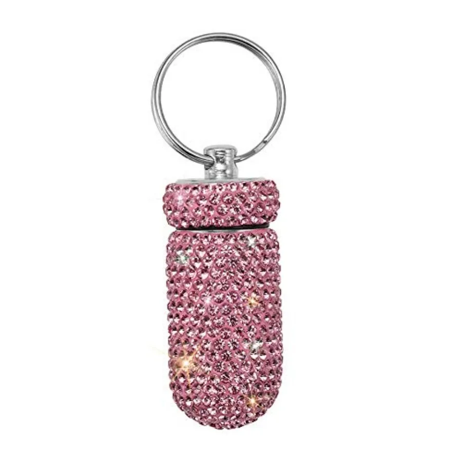 

Portable Pill Case Pill Container Waterproof Pill Holder with Keychain Bling Pill Box Medicine Dispenser Bottle Storage for Out