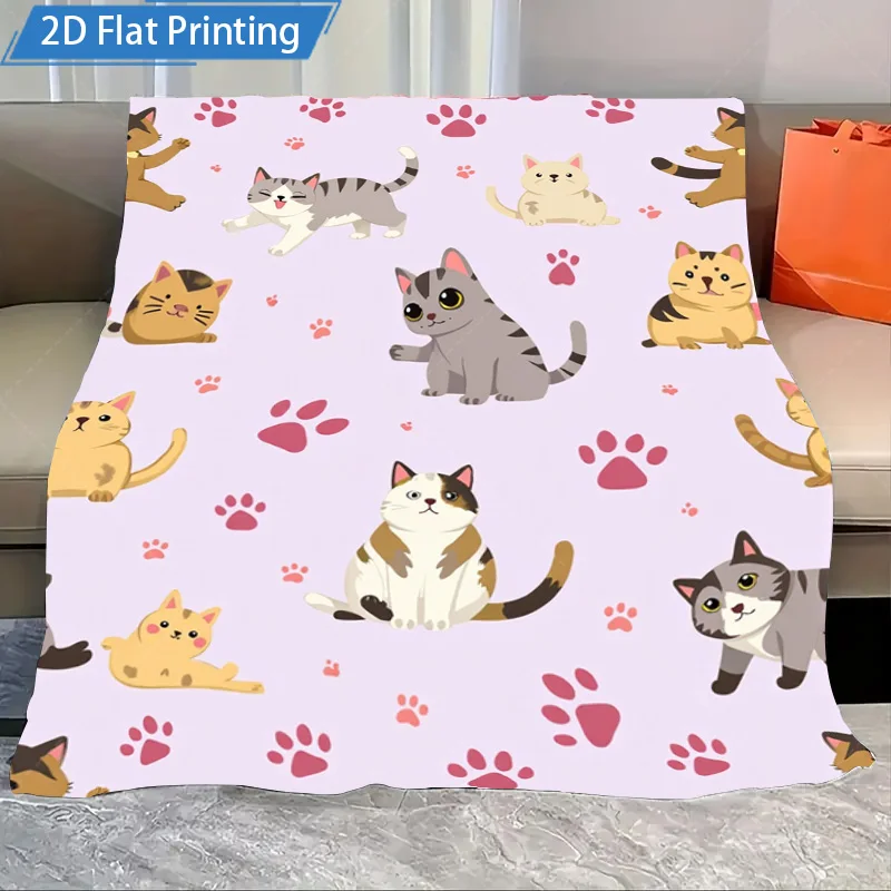 

1 шт. фланелевое одеяло с милым котом и принтом, флисовое одеяло, мягкое, уютное, для любителей домашних животных, покрывало для кровати, декор для гостиной