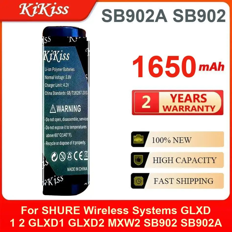 

Аккумулятор Kikiss для беспроводных систем SHURE GLXD 1 2 GLXD1 GLXD2 MXW2 SB902 SB902A, SB902A SB902, 1650 мАч