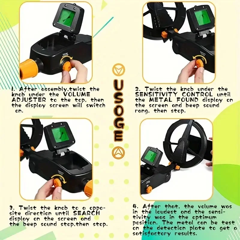 7.4 Inch Waterproof Kid Metal Detectors Gold Detector Lightweight Search Coil (24"-35") Adjustable Metal Detector