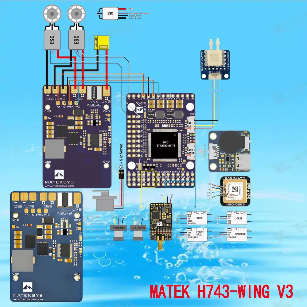 

Matek H743-WING V3 FC: STM32H743VIT6, встроенное экранное меню, двойная камера, INAV — выбор для любителей радиоуправляемых автомобилей FPV