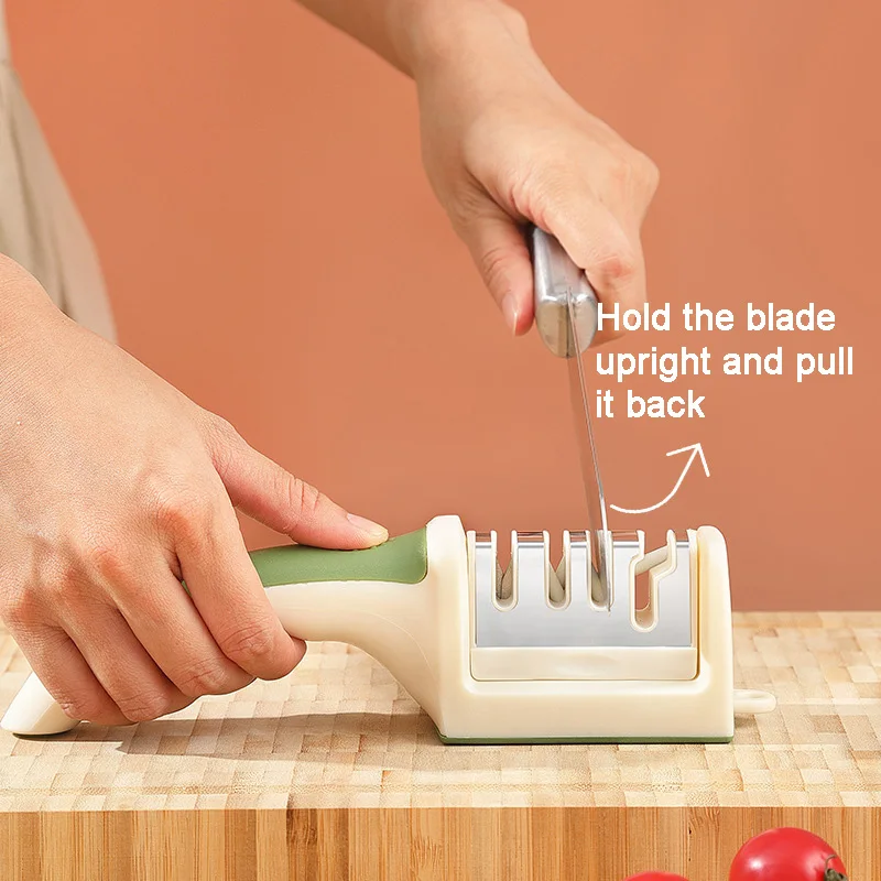 Knife Sharpener Handheld Multi-function 4 or 3 Stages Quick Sharpening Tool With Non-slip Base Kitchen Knives Accessories Gadget