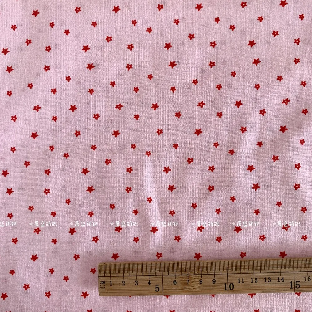 145x50cm 40s Reiner Baumwollstoff Rot mit Blumen-, Karo-, Punkten- und Sternenmuster für DIY Kinderkleidung, Taschen, Puppenkleider, Nähstoff – Detail 10