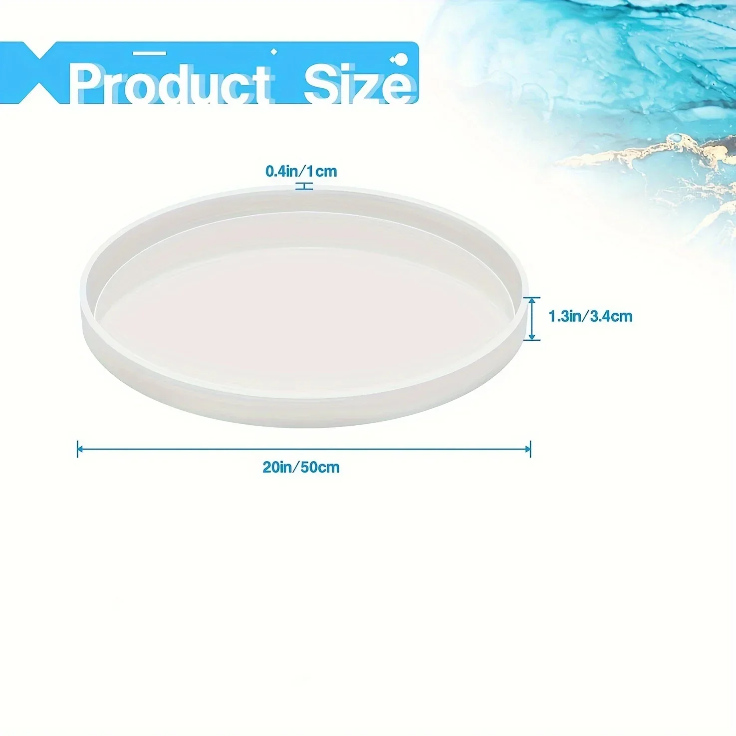 19.7 Inch Round Epoxy Table Resin Molds, Reusable DIY Art Home Decoration Resin Tray Silicone Mold For River Table