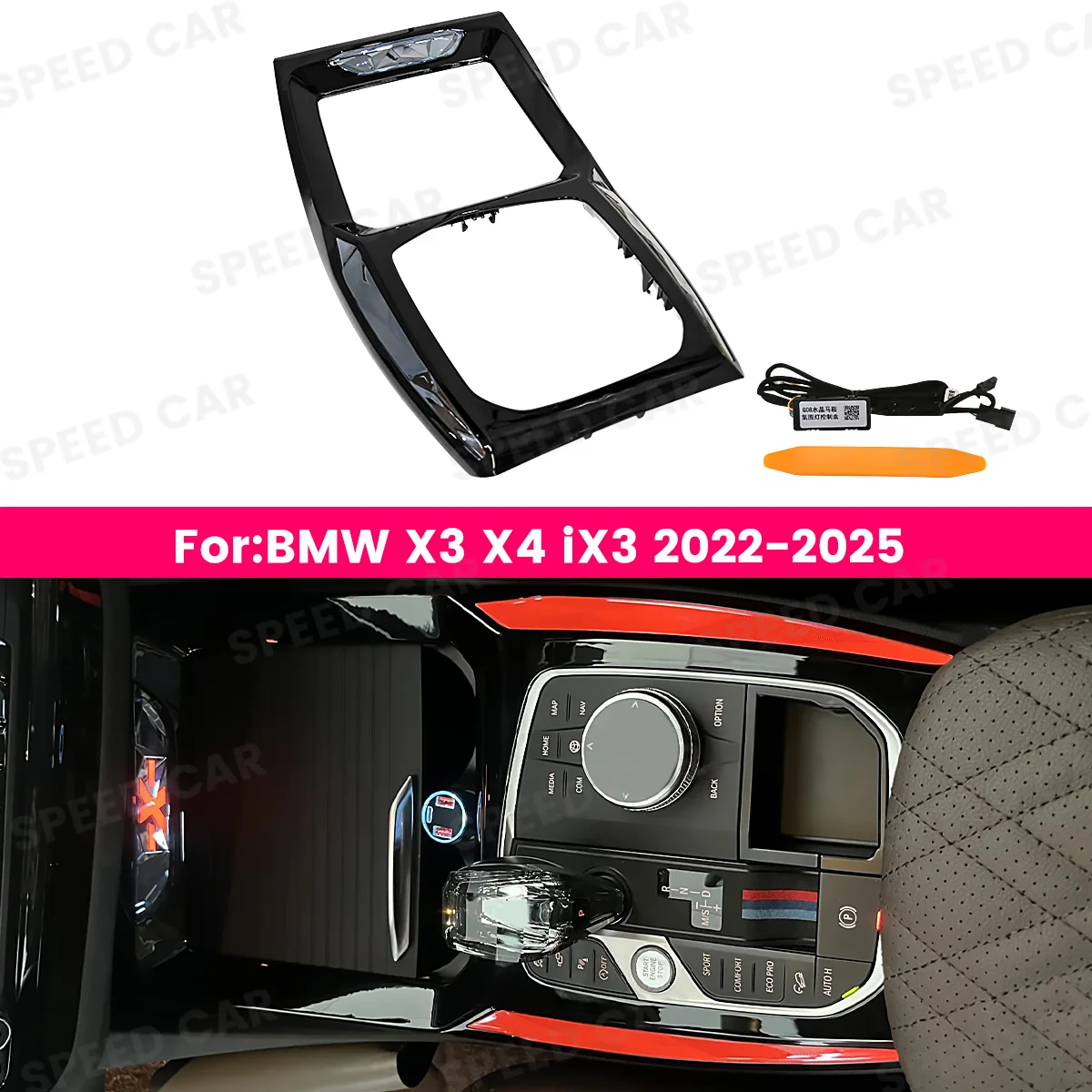 

11 Colours Crystal Center Console Saddle Light For For BMW New X3 X4 IX3 G01 G02 2022-2025 LED Decorative Lamp Ambient Light