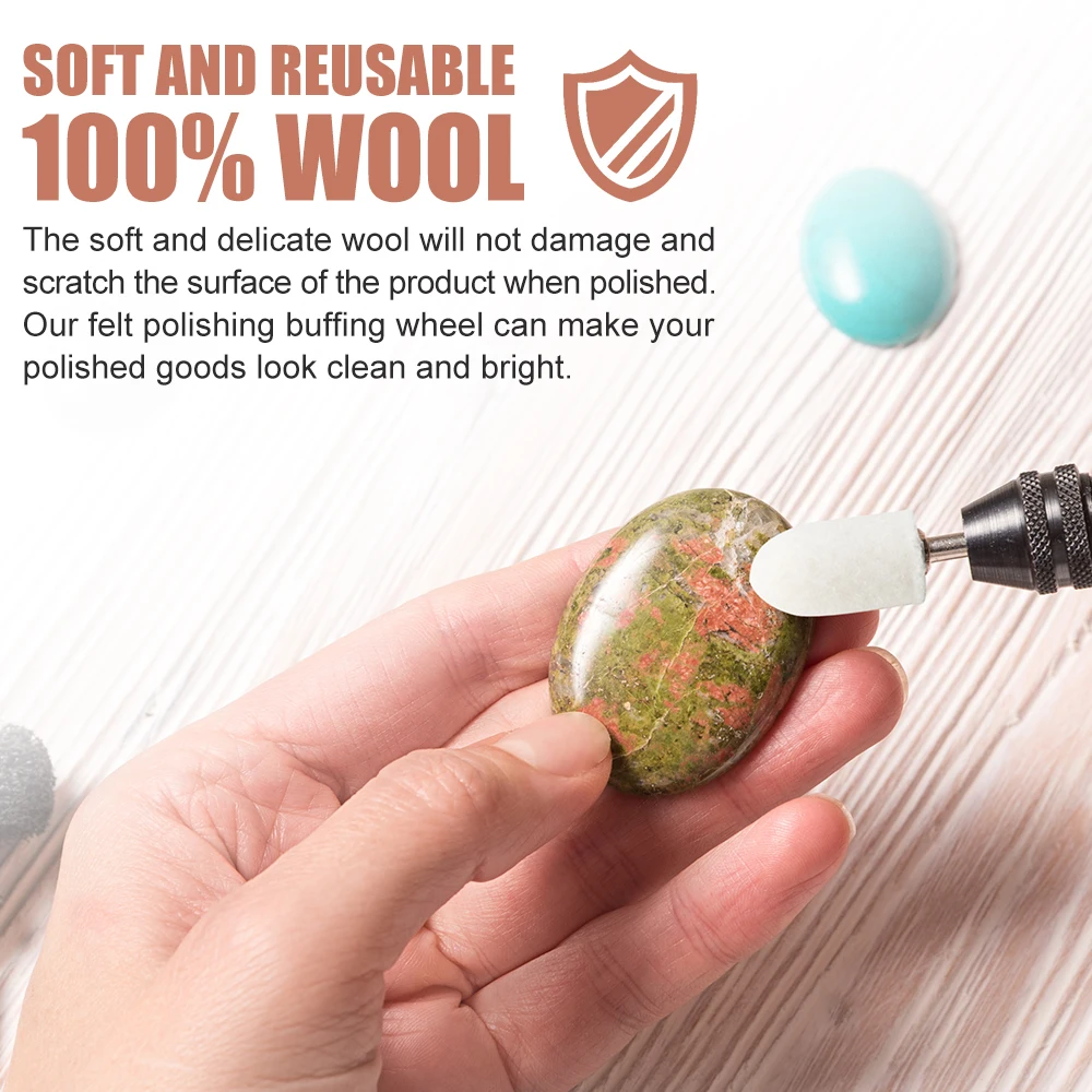 12pcs Wool Polishing Wheels for Dremel 3mm Shank Felt Buffing Pads Kit For Dremel Rotary Tool Accessories