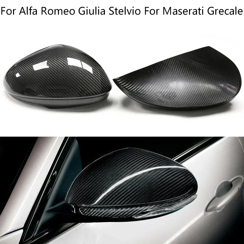 

For Alfa Romeo Giulia Stelvio Grecale 2015-2023 Carbon Fiber Car Exterior Rearview Side Mirror Cover Trim Cap accessories