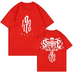 Santa fe kan camiseta 473 música todo y nada tour merch crewneck manga curta streetwear t das mulheres dos homens roupas de hip hop 10 principais vendas camisa de santa fe - №4