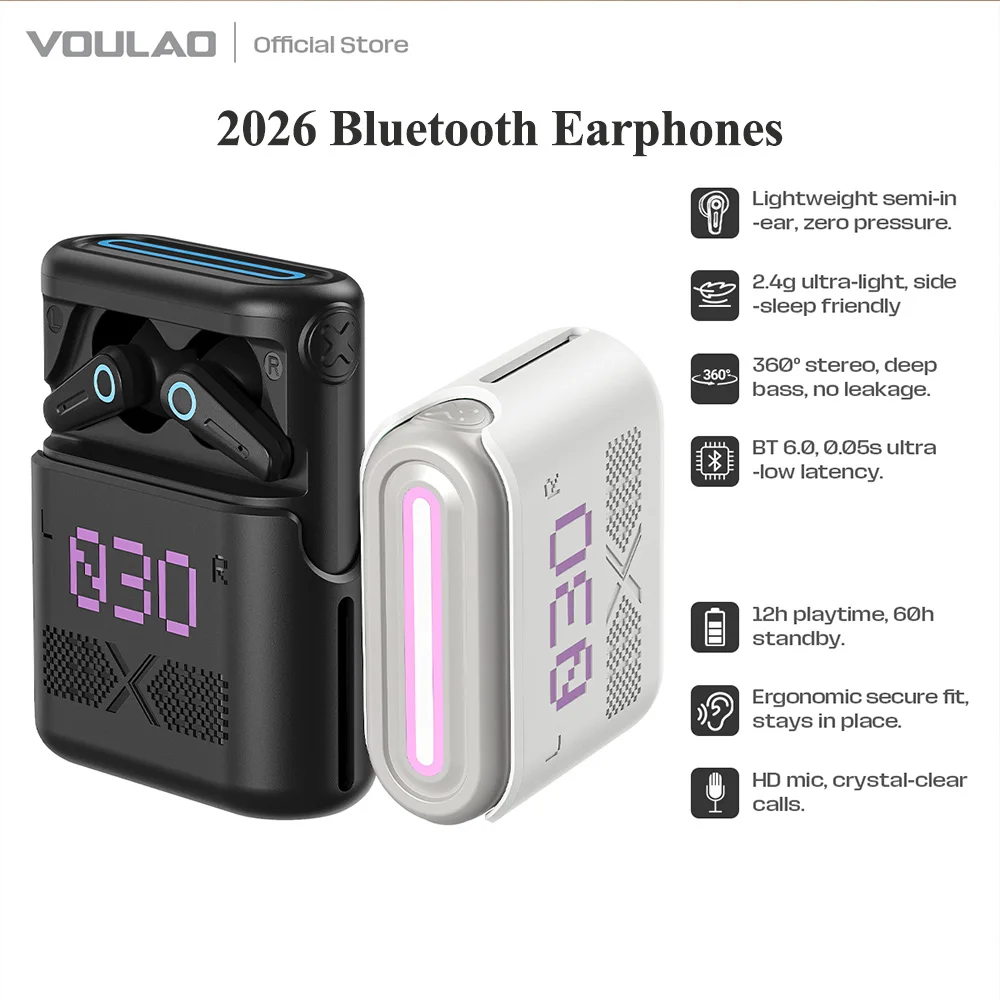 VOULAO VL03 Bluetooth Gaming Earphones Low Latency 360 Sound Positioning IPX5 for FPS Esports Wireless Earbuds High Quality