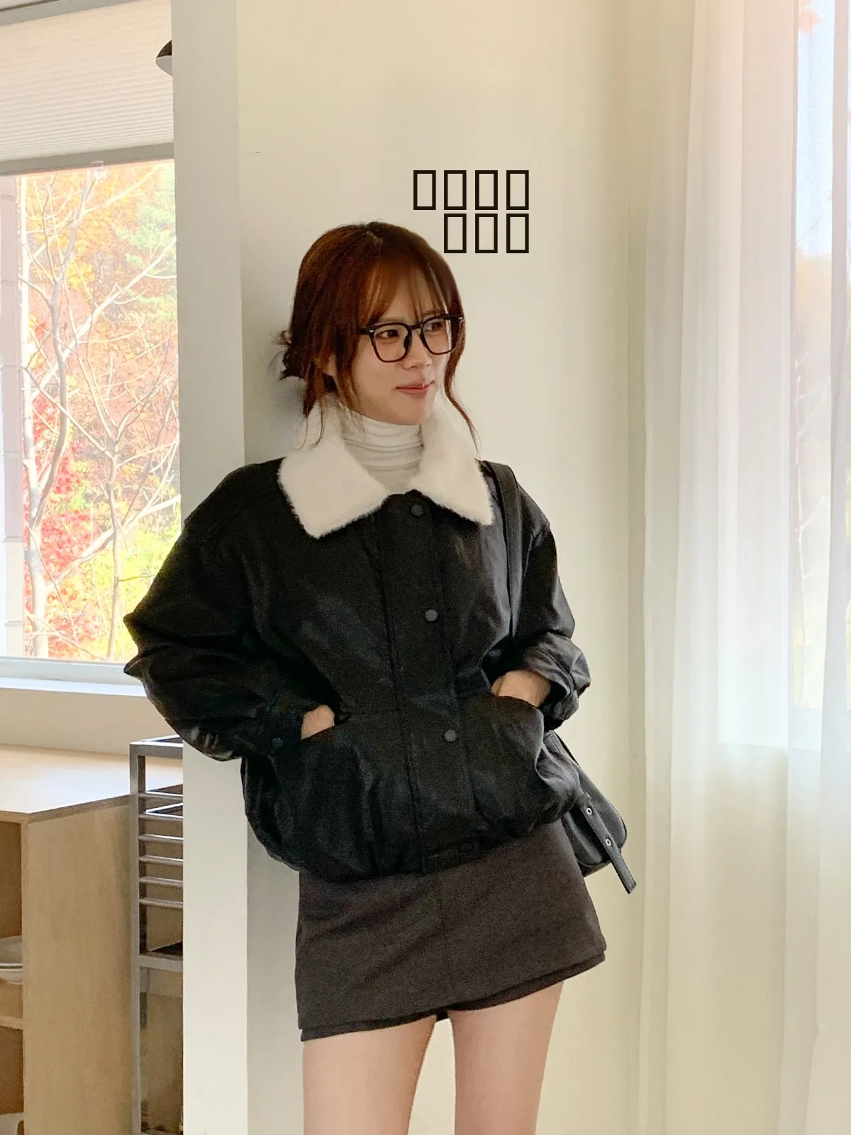 Giacca Retro in Ecopelle con Pelliccia d'Agnello, Capospalla Invernale da Donna con Collo in Pelliccia, Caldo Stile Hong Kong, Abbigliamento Cool da Motociclista