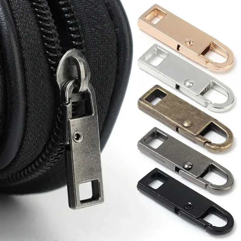 5-10PCS Metal Zipper Slider Puller Repair Kit, Instant Fix Universal Detachable Replacement for Clothing, Luggage, Purses