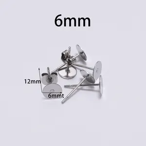 Stainless steel in white post Earring Stud, base pins with plug supplies earring, making jewelry, diy earrings 8 Main Base Sales for Earring - №6