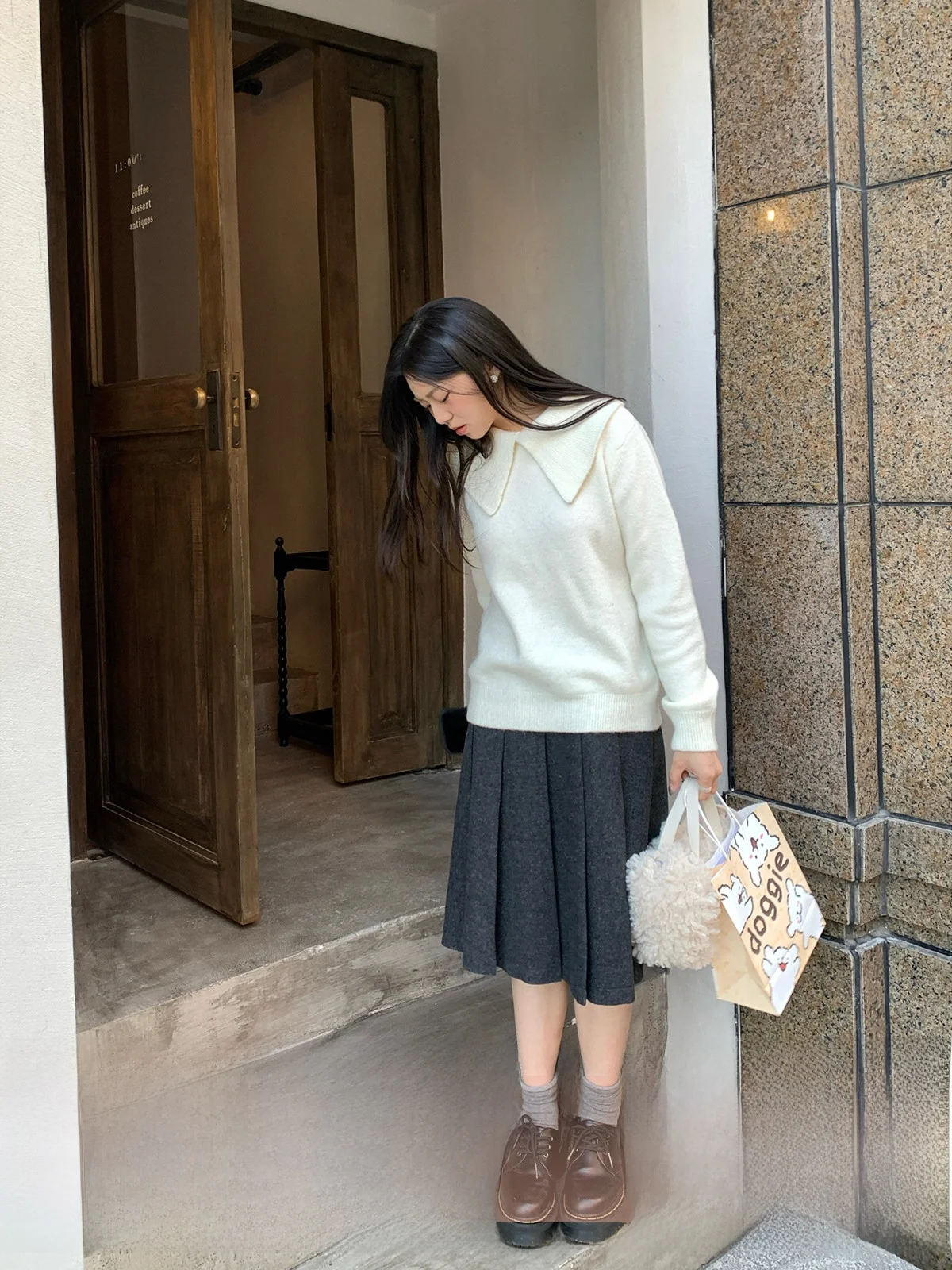 

Модная женская асимметричная шерстяная плиссированная юбка макси Your Cute Seven High-End Precision Line, зима 2026