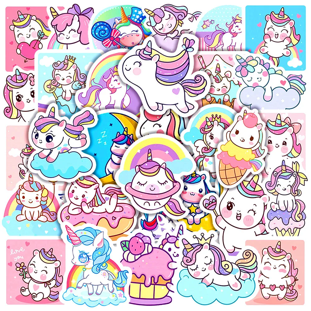 50PCS Cartoon Cute Unicorn Graffiti Sticker Gift Gift Decoration Laptop Waterproof Decal Gift Toy Water Cup Helmet