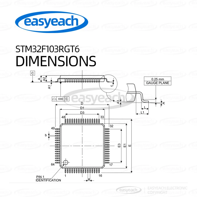 STM32F103RGT6 STMicroelectronics LQFP-64 ARM Cortex-M3 Mikrokontroler 32-bit-MCU