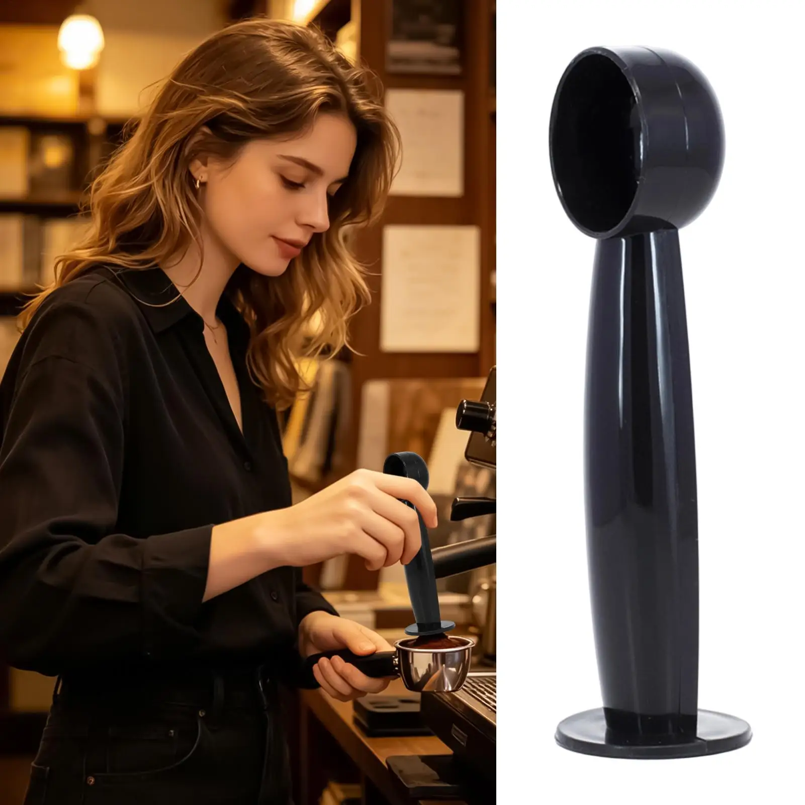 Cuchara reutilizable para espresso, tamper vertical, herramienta de prensado de café precisa, cuchara multifuncional para café molido, proteína en polvo, cacao