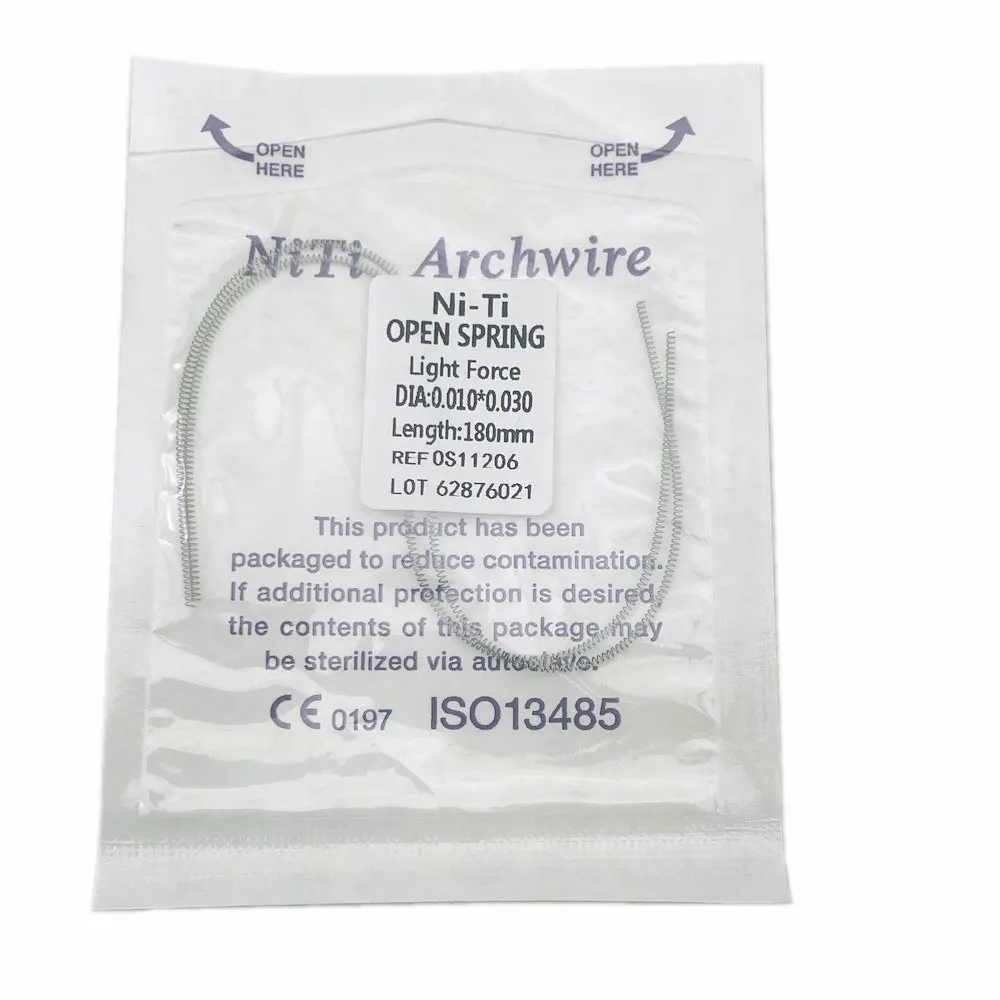 2pcs/pack Dental Orthodontic Open Coil Spring 180mm Niti Alloy Light/Medium Force Dental Orthodontic Product