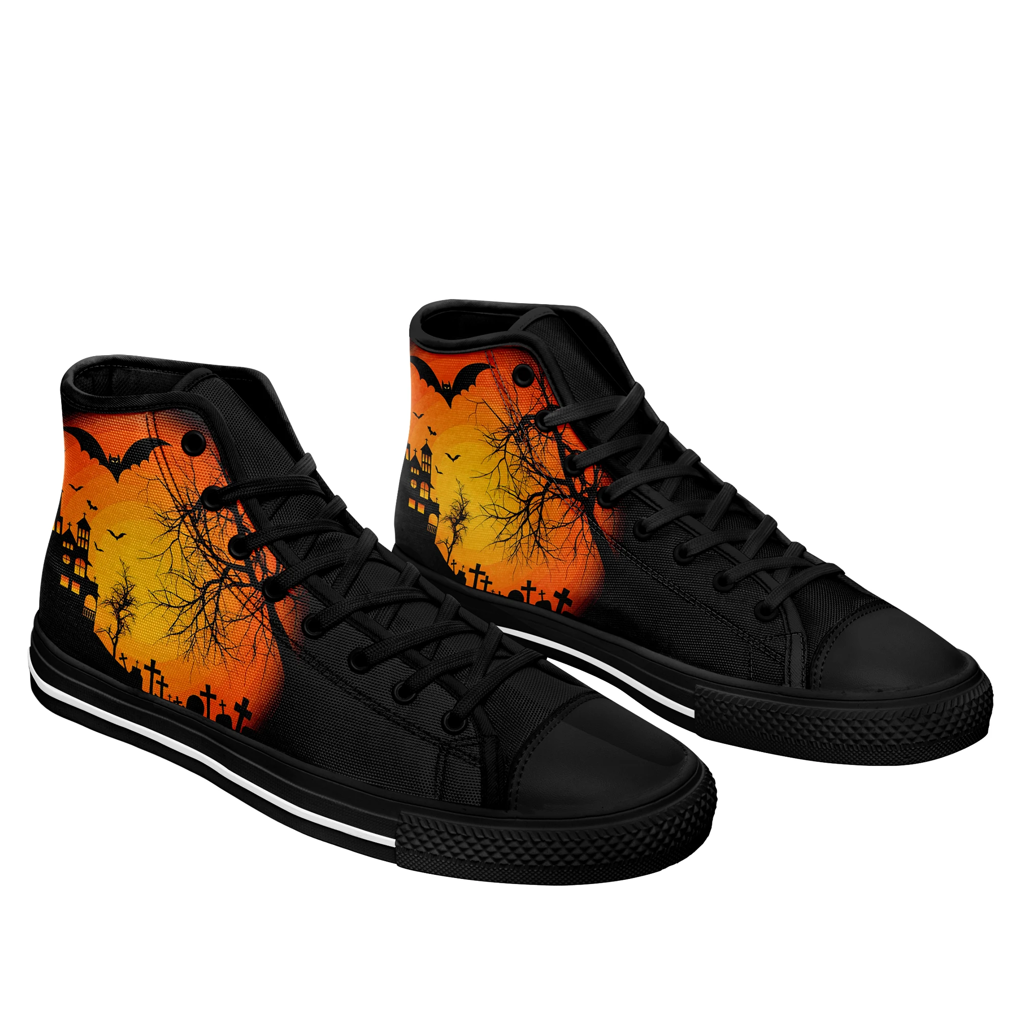 Dropshipping Print On Demand High Top Canvas Shoes Custom Shoes Halloween Design