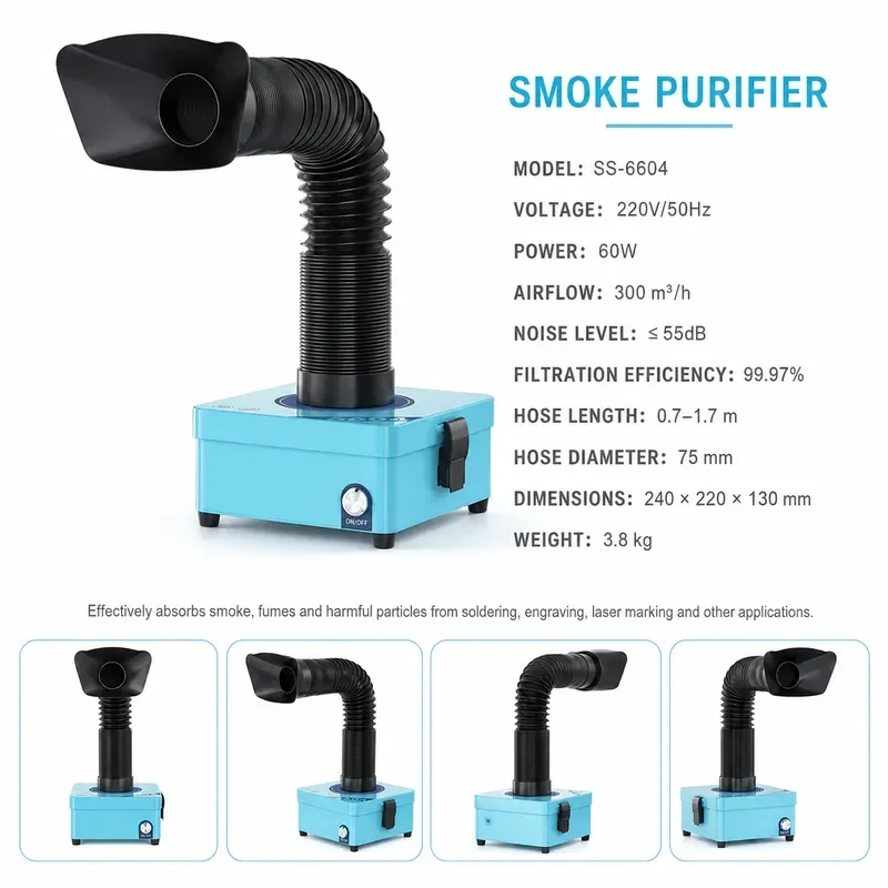 Smoke Purifier Efficient Filtration for Manual Soldering Laser Marking Fume Extractor Air Cleaner Maintenance Tool