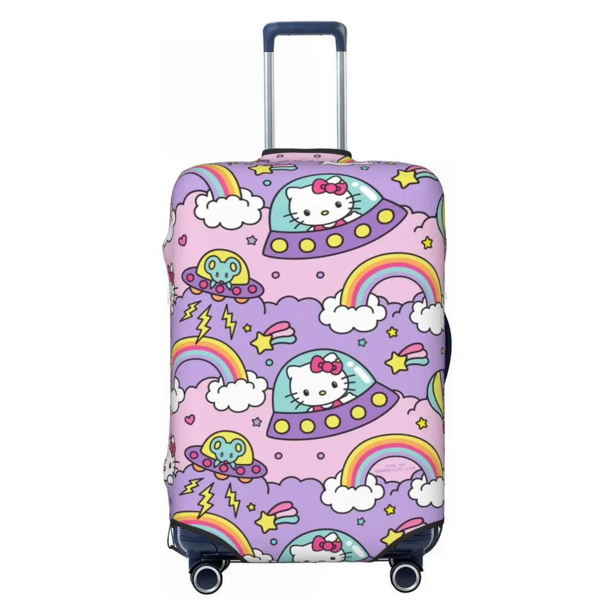 

Custom Alien UFO Hello Kitty Cat Luggage Cover Cute Cartoon Kitten Suitcase Protector Covers Suit For 18-32 inch