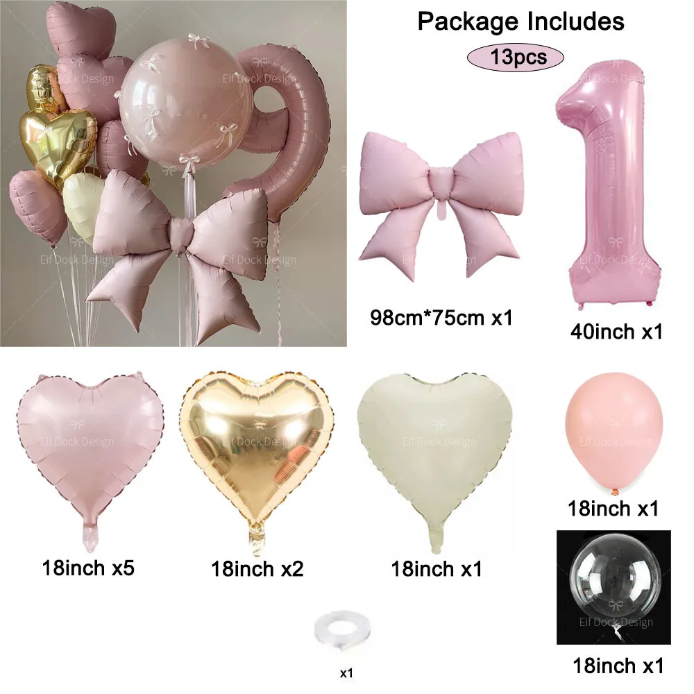 13 قطعة القوس الوردي كريم القلب بالونات الوردي عدد 1-9 احباط بالون للفتيات حفلة عيد ميلاد الزفاف المشاركة هدايا المناسبات
