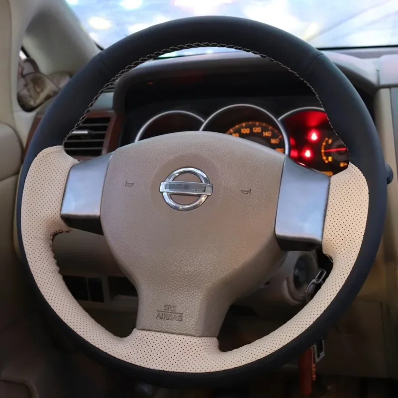 

DIY Hand-Sewn Leather Suede Carbon Fiber Car Steering Wheel Cover for Nissan Bluebird Sylphy Tiida Interior Auto Accessories