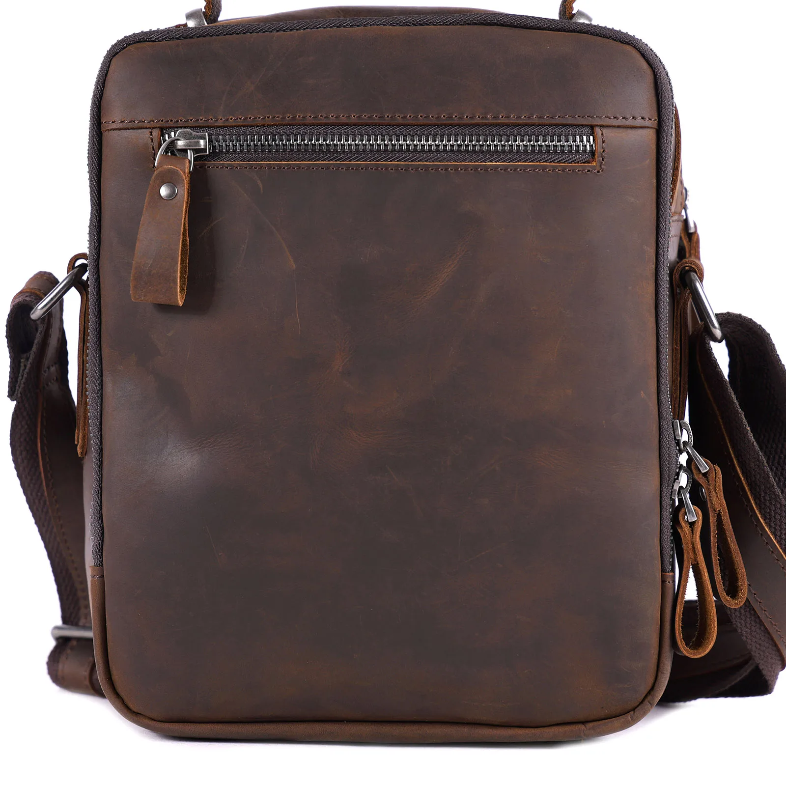Vintage Herren-Umhängetasche aus Vollnarbenleder | Handgefertigter Messenger aus Used-Leder – Detail 23