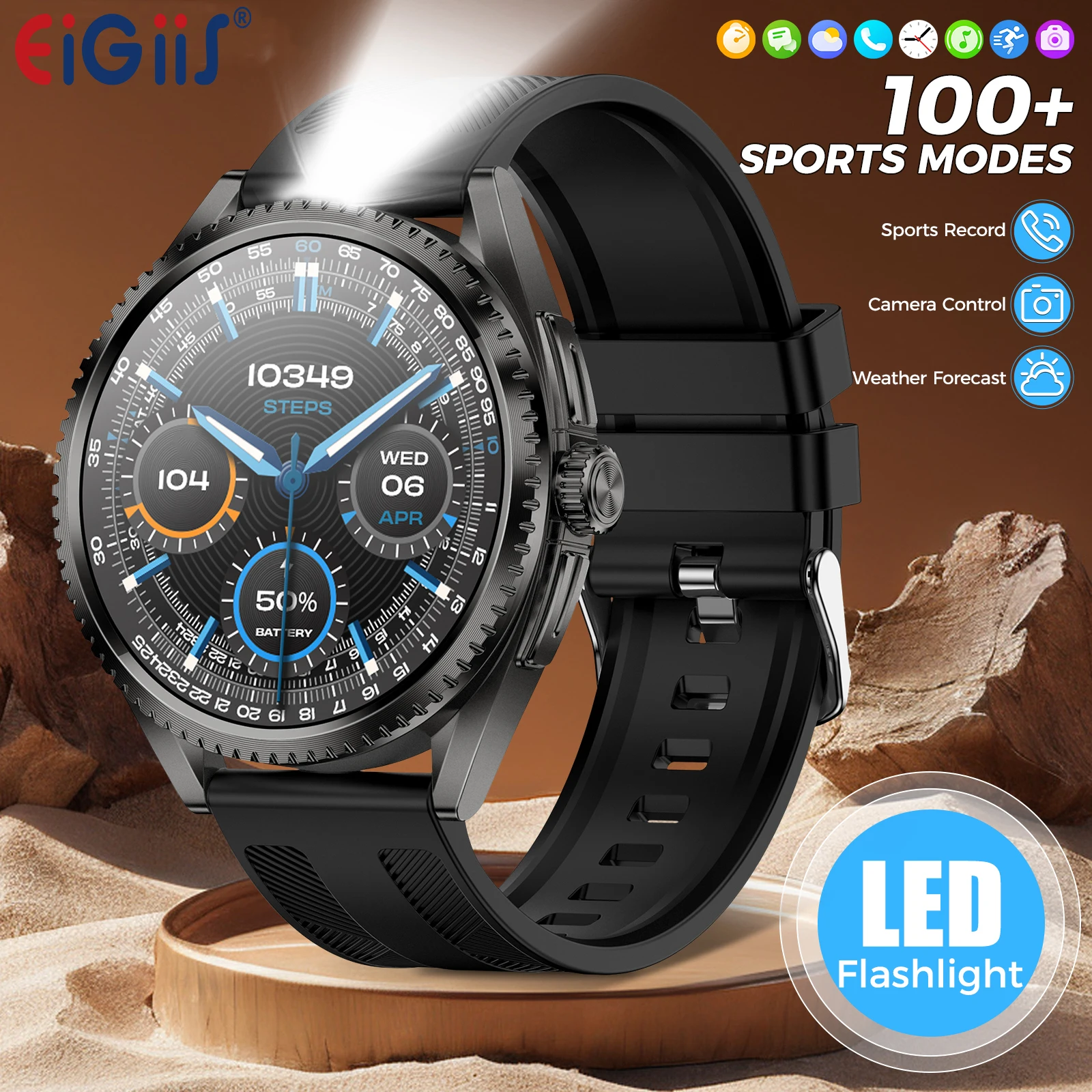 

EIGIIS Новые умные часы 1,75-дюймовый AMOLED-дисплей Спортивные часы с 100 спортивными режимами Смарт-часы с аккумулятором 600 мАч Беспроводной звонок