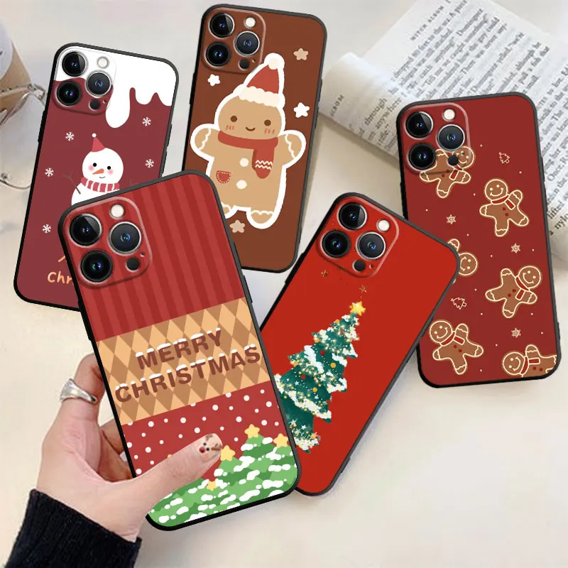 Phone Case For Apple iPhone XS Max XR X XS 7Plus 8Plus 6 6S 5 5S SE Cover Merry Christmas Tree Gingerbread Man Fundas