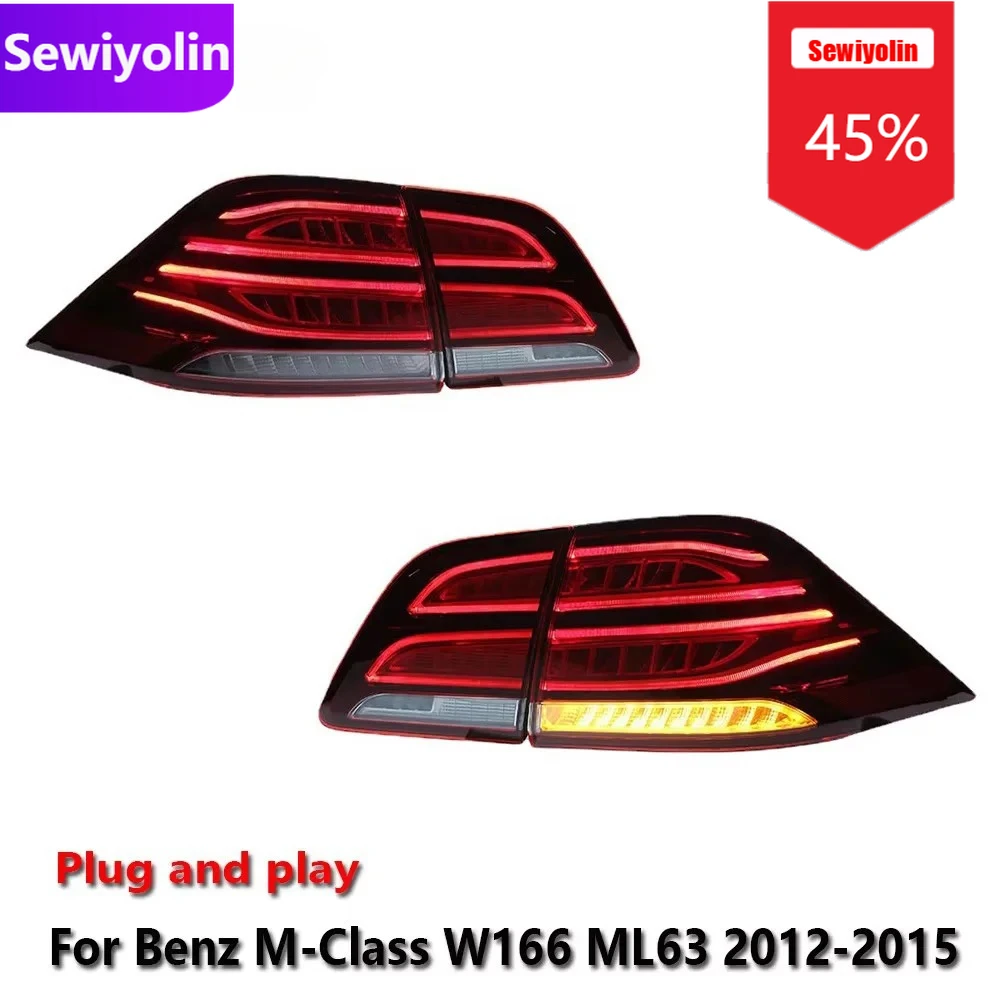 

Автомобильные светодиодные задние фонари DRL в сборе для Benz M‐Class W166 ML63 AMG 2012-2015 Противотуманные DRL тормозные указатели поворота Plug And Play