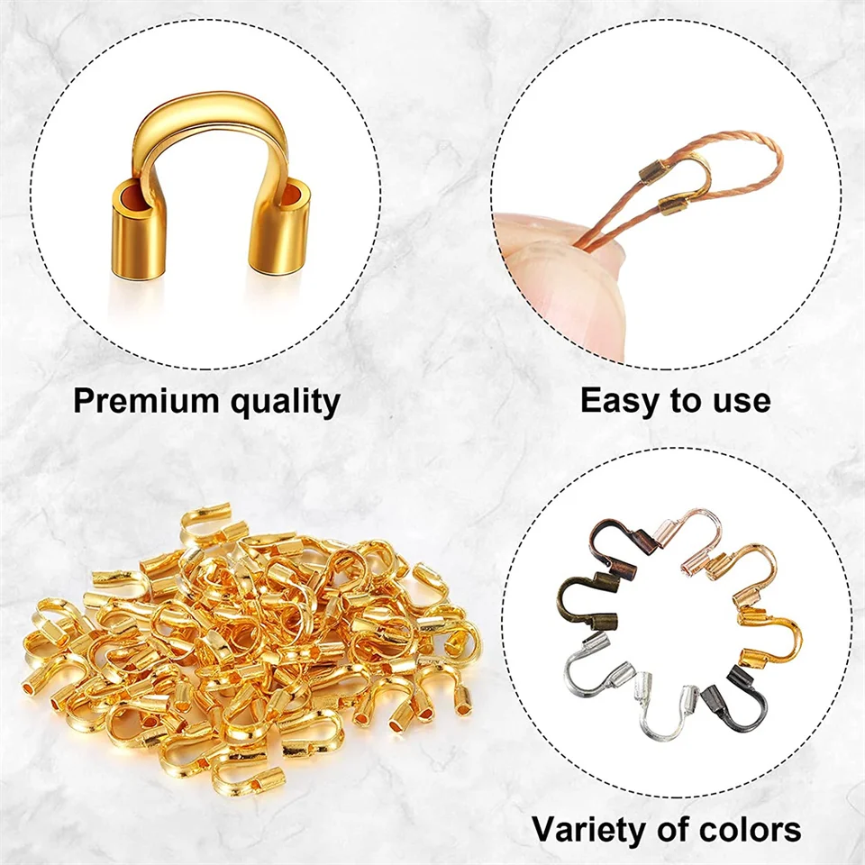 Beebeecraft 1 boîte de 150 boucles de protection en forme de U en acier inoxydable plaqué or 18 carats pour la fabrication de bijoux - 5 tailles