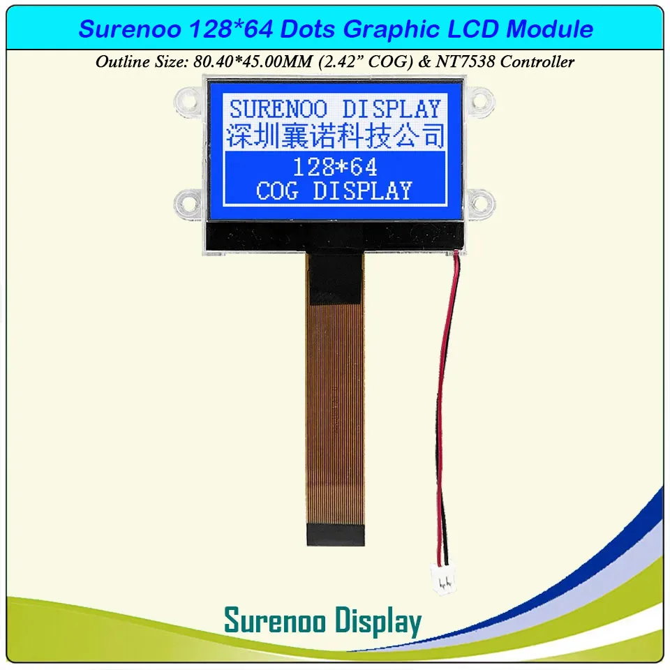 2.42 "12864 128X64 NT7538 Cog Grafische Lcd Module Display Screen Lcm Paneel Met Led Backlight