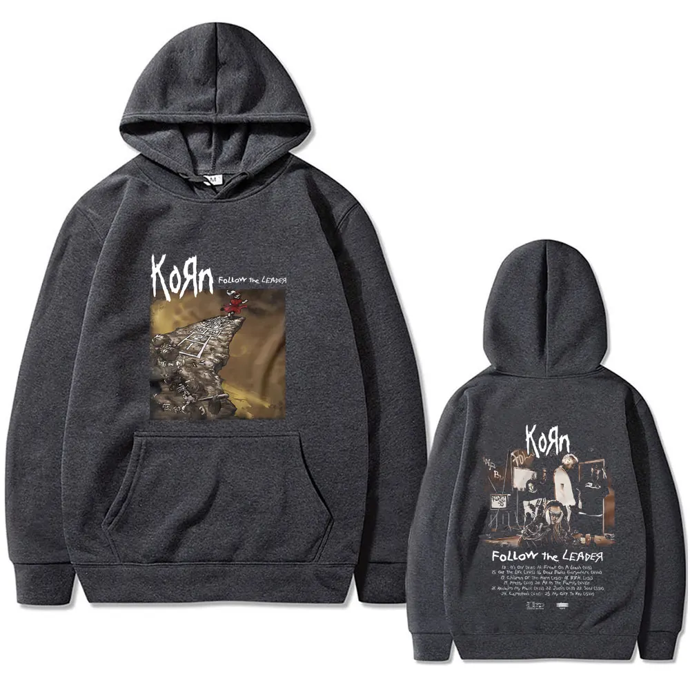 Rock Band Korn Follow The Leader Graphic Hoodie Male Oversized Pullover Rare Nu Metal Music Hoodies Men Women Gothic Sweatshirt