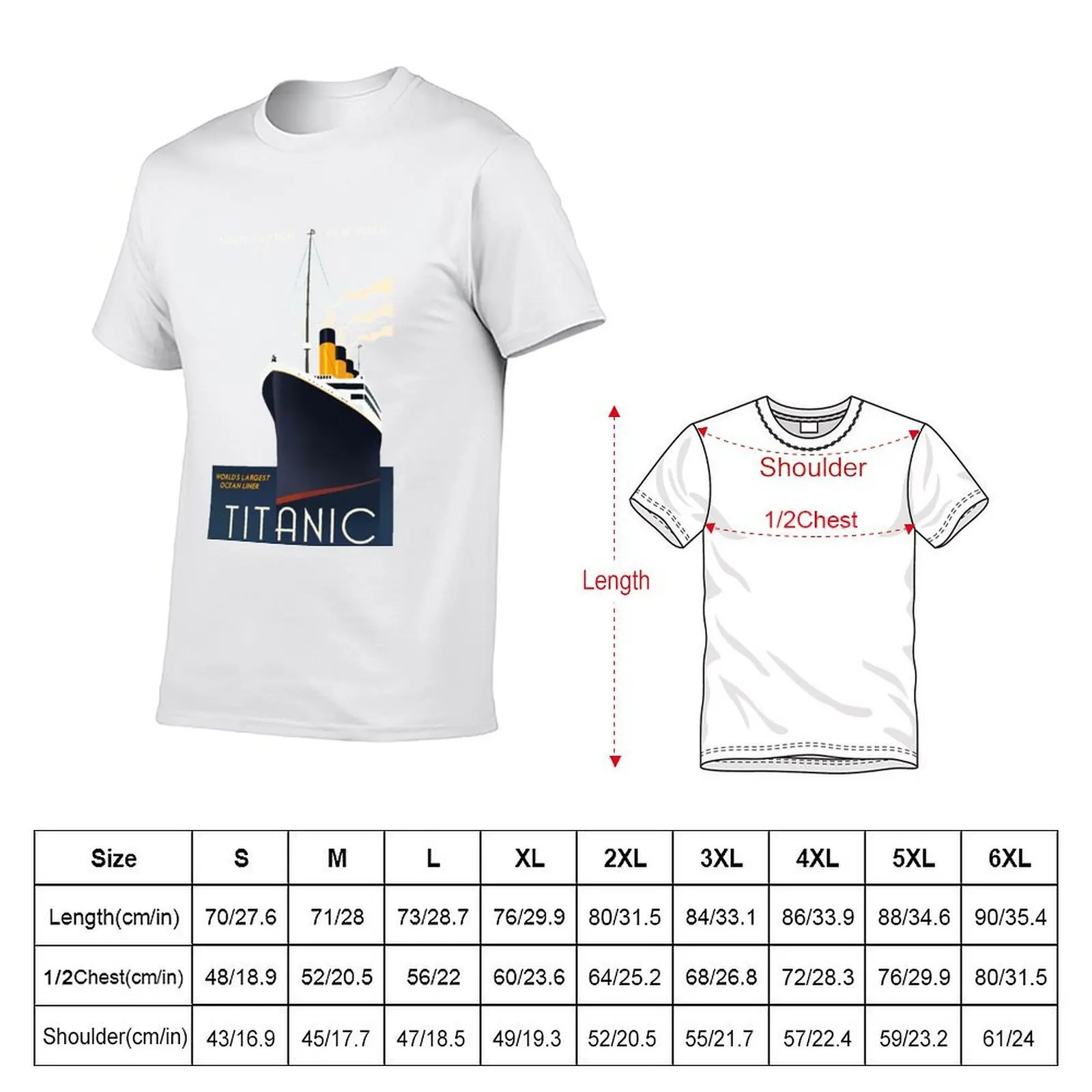 Titanic Sinking Vintage Poster Cruise Ship Atlantic Ocean Voyage T-Shirt