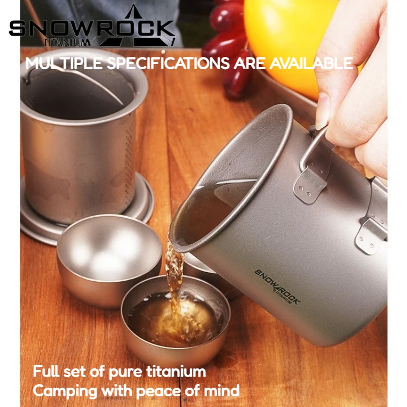 SNOWROCK Titanium Mug with Tea Strainer and Infuser Set: Convenient Outdoor Camping Cup, Double-Walled Insulated Office tea cups