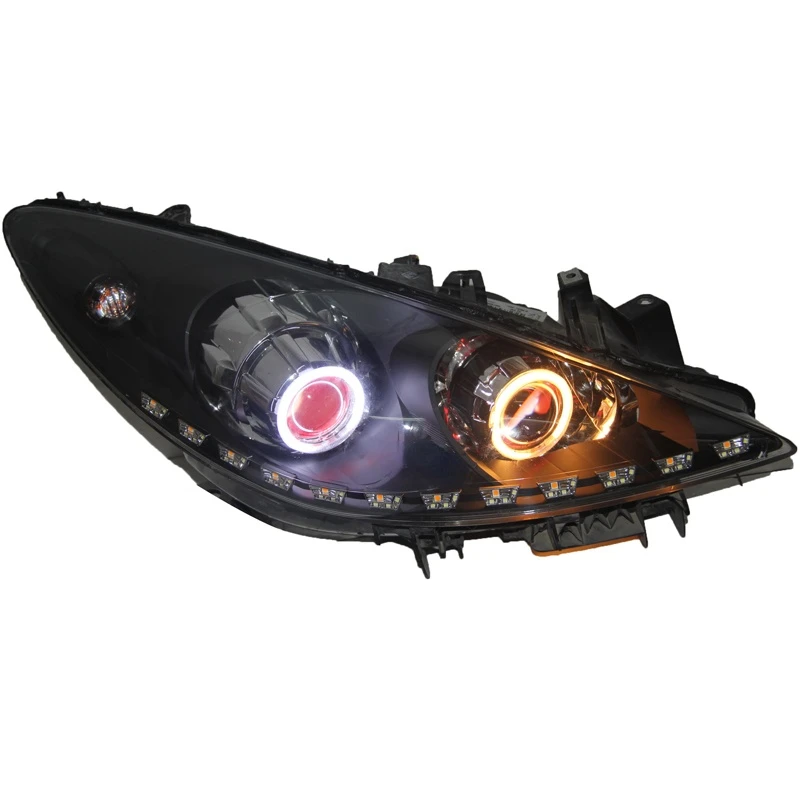 for Peugeot 307 headlight assembly modification sea 5 bi-optical lens xenon low beam LED daytime running light 2003-2013