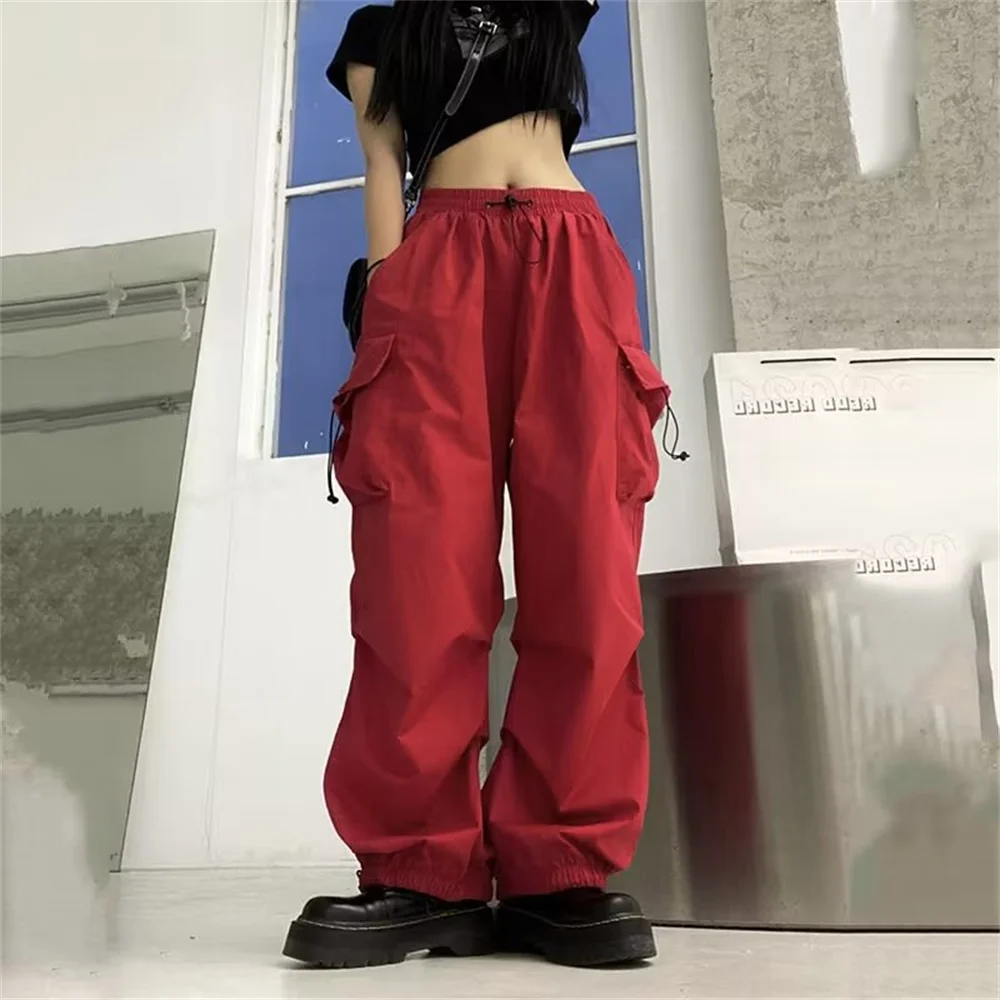 

Men's Pockets Casual Cargo Pants Vintage Hip-hop Jogging Men Harajuku Loose Straight Wide Leg Pants Man Streetwear Trousers Male